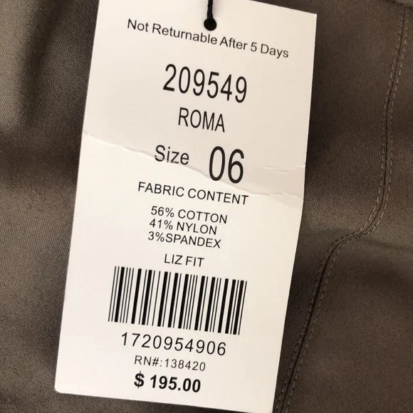 $195 Tags | ETCETERA luxury Pants-6 |  luxury Olive Green pants 6 | NWT luxury 6 - Picture 6 of 6